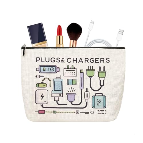 Charger Cosmetic Makeup Bags Travel Toiletry Bag Charging Cable Organiser Bag Chargers Makeup Pouch for Purse Charger Cables Storage Bags Travel Accessories for Women Birthday Christmas Gifts - style: Plugs Charger