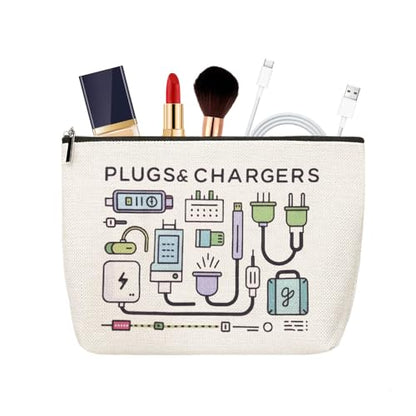 Charger Cosmetic Makeup Bags Travel Toiletry Bag Charging Cable Organiser Bag Chargers Makeup Pouch for Purse Charger Cables Storage Bags Travel Accessories for Women Birthday Christmas Gifts - style: Plugs Charger