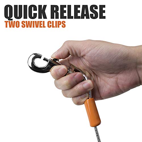 BV Dog Tie Out Cable 25 Feet - Heavy Duty Dog Lead Up to 90 Pounds - Reflective & Rust-Free with Quick Release Swivel Clips & 360° Rotating Clasp - Tangle-Free Dogs Runner for Yard (Silver, Pair) - color: 90lbs/ 25ft/ Silver, style: Pair