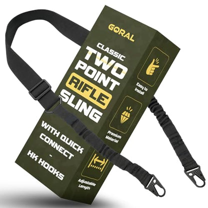 Traditional Two Point Rifle Sling Strap - Gun Sling with Metal Hook for Outdoor, Hunting, Airsoft, Paintball & Training Tactical 2 Point Easy Attach, Adjustable Gun Shoulder Strap