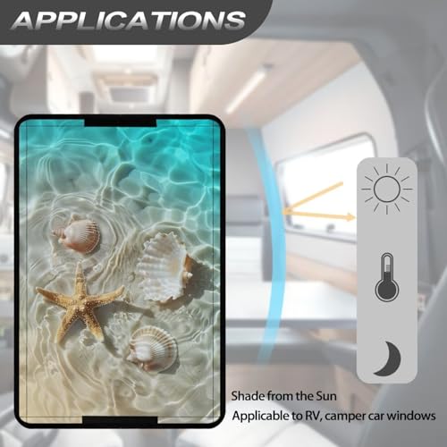 Beach Shells RV Door Window Shade Cover Universal Sun Shade Accessories Fits Most RV Window Camper Camper Privacy Entrance Sun Blackout Fabric - color: Beach Shells