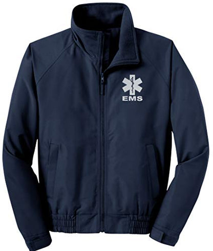 Smart People Clothing EMS economy jacket, REFLECTIVE logo fleece lining Emergency Medical - color: Navy, size: Medium