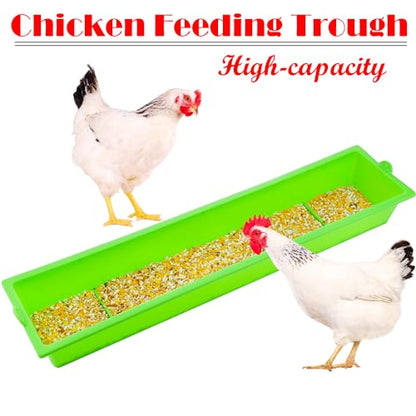 DQITJ 4 Pack Chicken Large Capacity Feeder Plastic Feed Trough Bucket Hanging Food Dispenser for Chicken Duck Pigeon Bird Livestock Poultry (Length: 23.6")