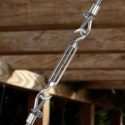 TooTaci 10 Pack M5 Turnbuckle, 304 Stainless Steel Turnbuckle Hook and Hook | Turnbuckle Wire Tensioner, Adjustable Turnbuckles for Cables Wire, Shade Sails, Cable Tightener, Garden Trellis,String Lights - size: M5 CC-10Pcs