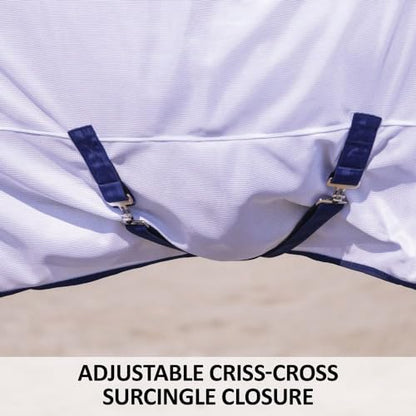 Schneiders Soft Interlock Mesh II Horse Fly Sheets | Superior UV & Insect Protection | Versatile Euro Fit Option | Reflective Safety Design - color: White, style: Horse High Neck Euro Surcingle