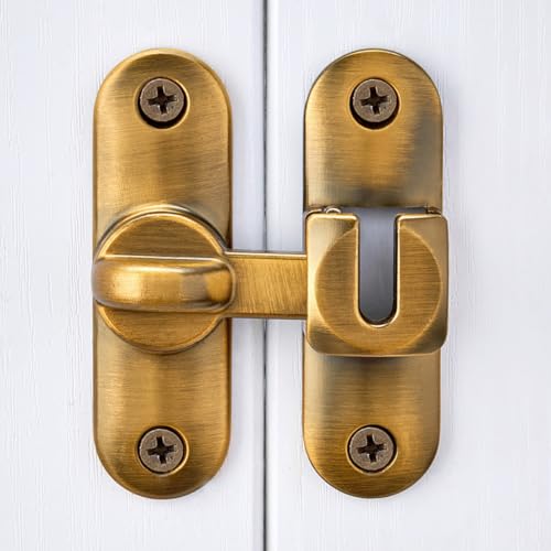 Brass 90/180 Degree Barn Door Latches,Flip Gate Lock - color: Brass