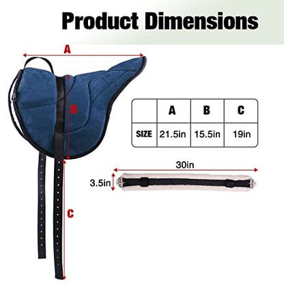 Harrison Howard Equestrian Saddle Pad Horse Riding Pad Bareback Pad with Girth - color: Midnight Blue