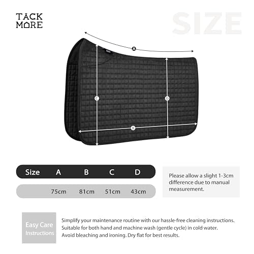 Tackmore All-Purpose Square Quilted Western Saddle Pad, Horse Saddle Pad - color: Black
