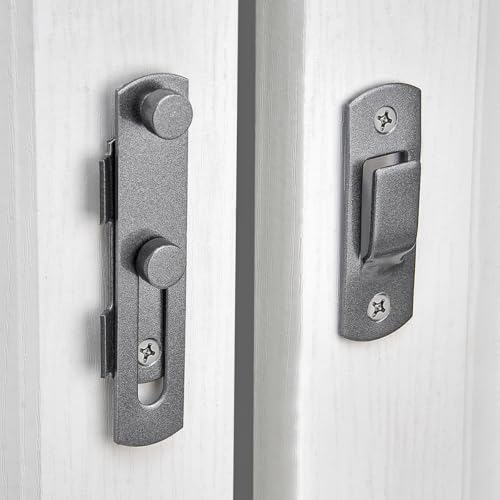 2 Packs Grey Stainless Steel Barn Door Latch Bi-fold Door Lock - color: Gray