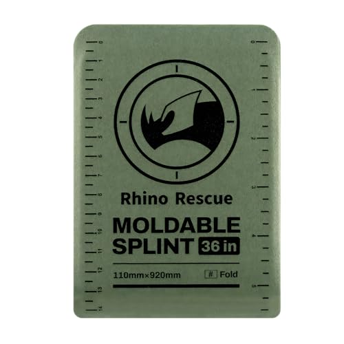 RHINO RESCUE First Aid Moldable Splint 36" X 4.3" Green-Gray (1, Folded) | Lightweight Aluminum Splint Emergency Supplies Keep Bones in Position for Hiking, Sports, Vehicle, Military, HSA/FSA Approved - color: Green