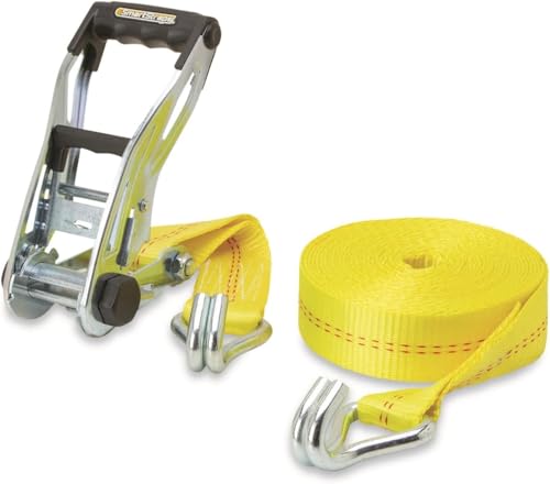 SMARTSTRAPS 27-Foot Premium Ratchet Strap (1 Pack), 10,000 lb Break Strength, 3,333 lb WLL – Heavy-Duty Commercial Tie-Down for Equipment, Tractors & Vehicle Transport, Yellow - size: 27' 10000 lb - 1 Pack