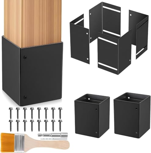 Adjustable Post Protector, Stainless Steel Post Sleeve Range 3.3"-6", Protects Wooden Fences and Mailboxes from Rain and Mower Damage (2 Set) - size: 2 Set