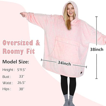Catalonia Oversized Blanket Hoodie, Wearable Fleece Blanket Sweatshirt - color: Pink Ash / Fleece