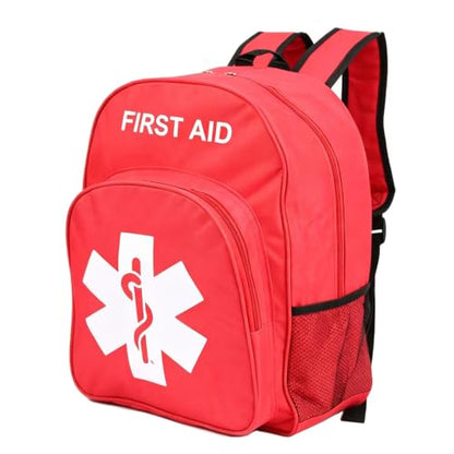Red Emergency Bag First Aid Backpack Empty Medical Treatment First Responder Trauma Bags for Hiking Outdoors Travel Camping Pet Dog Cat Daycare (Red White) - color: Red White