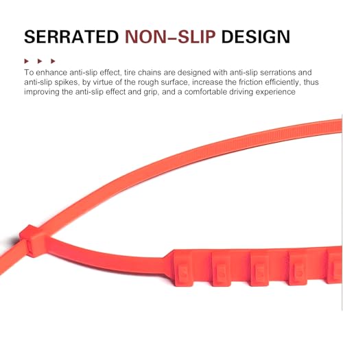 10 PCS Snow Chains for Car Tires, 35.4" Adjustable Traction Grip Tire Cables, Multi-groove Snow & Mud Chains with Serrated, Suitable for Most Cars, SUVs, Off-road Vehicles (Red)