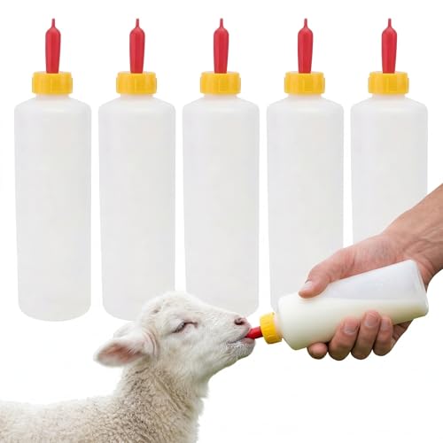 Goat Bottles and Nipples Set, 5 Sets Small Animal Milk Drink Pritchard Nipple for Goats 400 ml Lamb Nursing Bottles Feeding Bottle Kit for Feeding Sheep Goat Lamb Puppy