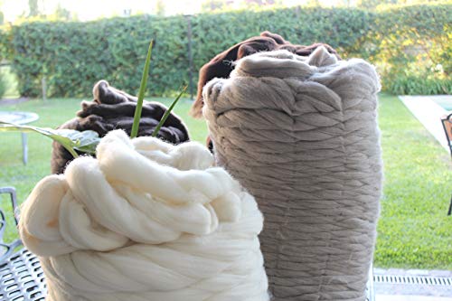 8 lb XXL Natural Color un-Dyed Wool roving Bulk knittting Projects Spinning Felting Blankets and Tapestry (Gray 8 lb) - color: Sand, size: 8 lb