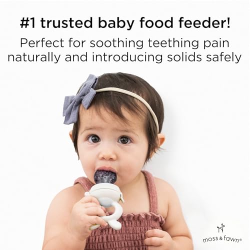 Moss and Fawn Forage Feeder - Silicone Baby Fruit Feeder - Ecru | Frozen Breast Milk Popsicle Teether & Pacifier, BPA, PVC & Phthalate-Free - color: Ecru