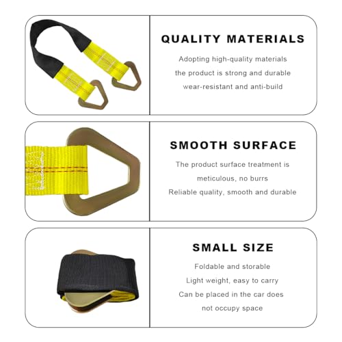 2" × 29" Premium Axle Tie Down Strap with D Rings, Heavy Duty Auto Axle Straps with Protective Sleeves 6614 Lb. Capacity, Adjustable Tire Strap Tie Down for Securing Car Transport (Yellow) - color: Yellow