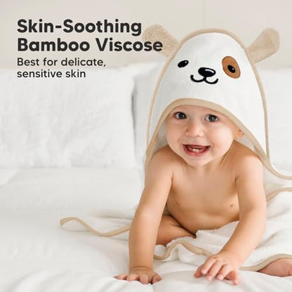 Keababies Baby Hair Brush and Comb Set and Baby Hooded Towel - Wooden Kids Hairbrush with Soft Goat Bristle - Soft Toddler Towel with Hood for Girls and Boys