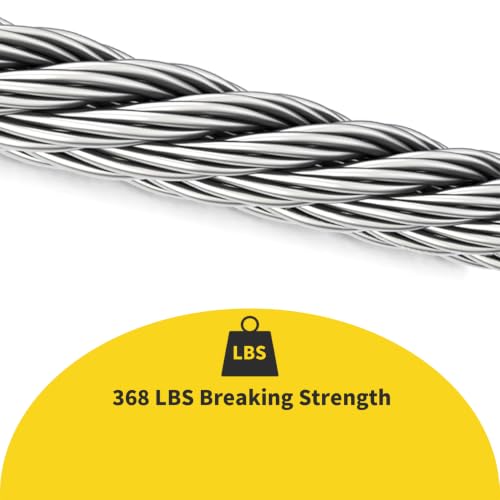 1/16 Wire Rope, 500FT 304 Stainless Steel Cable with 180Pcs Crimp Sleeves, Aircraft Grade, 7x7 Strand, 368lbs Breaking Strength, for Garden Trellis, Clothesline, Railing,Trellis - size: 500 ft