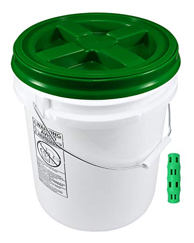 100 mil Extra Heavy Duty 20 Liter (5.28 Gallon) Bucket with Gamma Seal Lid (Green) - color: Green