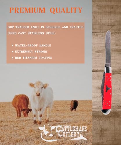 Farrier Knife - Stainless Steel Pocket Knife with Hoof Pick - Red - color: Red