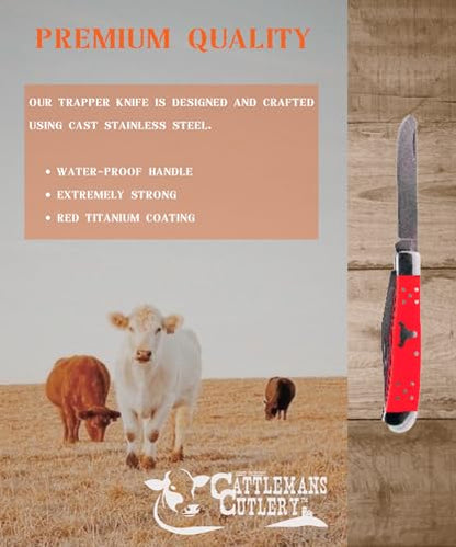 Farrier Knife - Stainless Steel Pocket Knife with Hoof Pick - Red - color: Red
