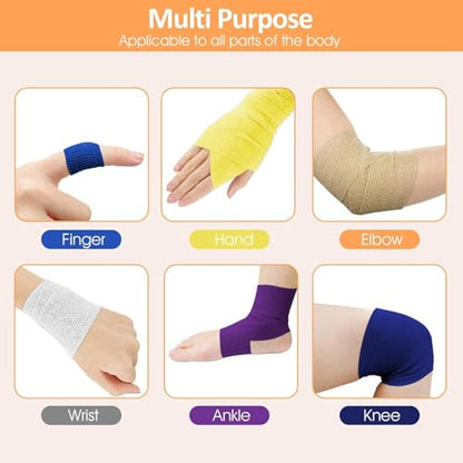 BIRDDIE 39 Packs 1"/2"/3" Colorful Self Adherent Bandage Wrap | Non-Woven Self Adhesive Bandage Wrap for Thumb Finger Wrist Ankle Wounds Vet Wrap Bandages Tape Athletic Tape - color: Colorful Bandage-39