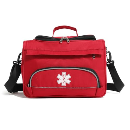 Empty Red First Responder Bag On Call Trauma Bag EMT First Aid Carrier for Paramedics and Emergency Medical Supplies Kit (Red) - color: Red