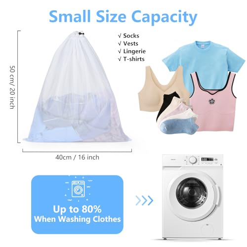 OTraki 16x20 Inch Mesh Laundry Bags 2PCS Small Drawstring Dirty Clothes Washing Bag Machine Washable Delicates Bra Lingerie Socks Toy Garment Bag Dorm Don't Drying, Melting 140-176℉ White - size: 16 x 20 inch