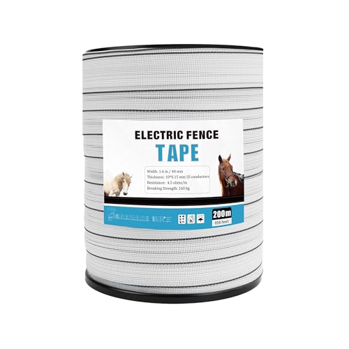 Electric Fence Tape 1.6 in, Electric Fence Poly Tape 10ss Conductors 656' - color: 1.6 in, size: 656 FEET
