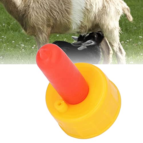 Generic Goat Nursing Nipple, Silicone Milk Feeder with Vent Hole for Lambs Dogs Foals, Mounts on Plastic Soft Drink Bottles