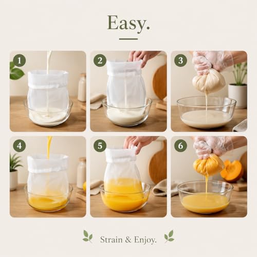 2 Pcs Nylon Filter Bags, Ultra Fine Mesh Strainer, Reusable Soymilk Juice Filter for Almond Milk Yogurt Wine Residue Food Prep