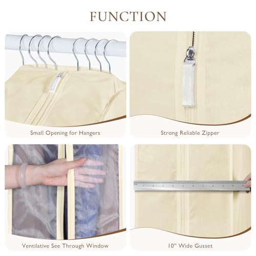 Univivi 40 Inch Cloth Garment Bags for Hanging Clothes 2 Pack, Beige - size: 40 Inch - 2 Pack - Beige