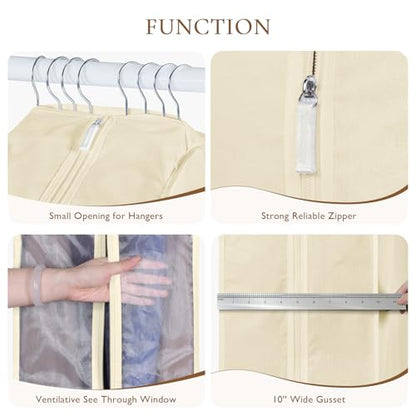 Univivi 40 Inch Cloth Garment Bags for Hanging Clothes 2 Pack, Beige - size: 40 Inch - 2 Pack - Beige