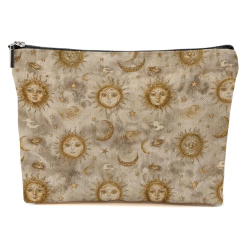 Blue Leaves Boho Retro Makeup Bag Sun Moon Cosmetic Bag - color: Multicolor 1615