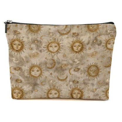 Blue Leaves Boho Retro Makeup Bag Sun Moon Cosmetic Bag - color: Multicolor 1615