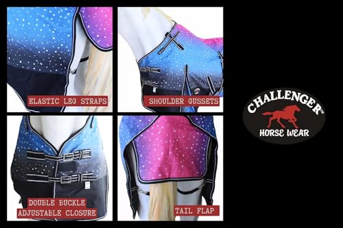 Challenger 1200D Turnout Waterproof Rain Horse Sheet Light Winter Blanket 391B - color: Galaxy, size: 68 inches