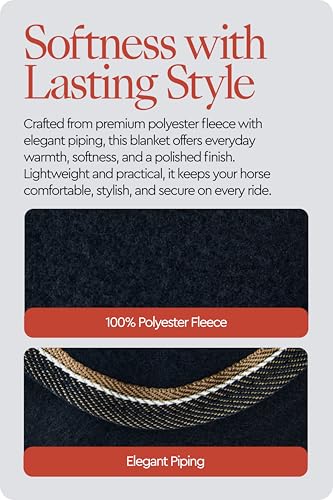 Horze Kiel Riding Blanket with Fleece - Dark Navy - 78 in - color: Dark Navy, size: 78 in