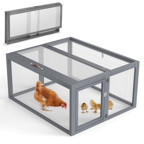 COZIWOW Chicken Coop Run Rabbit Hutch Portable Chicken Cage Pens, Gray - color: Grey