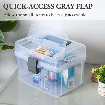 MyGift Clear First Aid Kit Box with Tray, Portable Medicine Storage - color: Gray