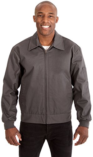 JH DESIGN GROUP Men's Mechanics Jacket a Zip Up Work Coat with Quilted Lining in Navy Blue & Charcoal Grey - color: Charcoal, size: Medium