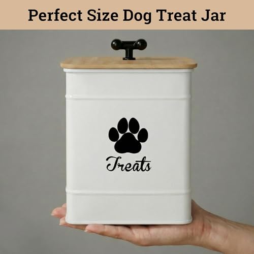 Dog Treat Container Airtight, 6"W x 8"H, Powder Coated, 12 Cup Capacity - color: White