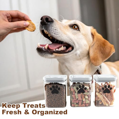3pack Airtight Dog Treat Jars|48oz POP Dog Cat Food Container|Plastic Dog Cat Treat Container for Kitchen Counter|Puppy Food Bin|Dog Cookie Jar-Keep Food Fresh Crispy-BPA free