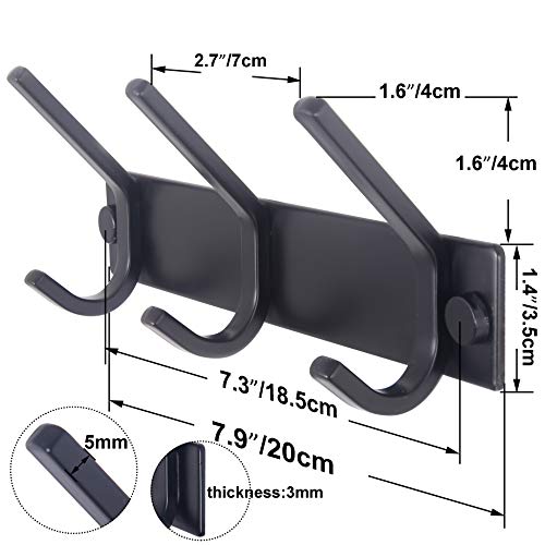 WEBI Coat Rack Wall Mounted,3 Coat Hooks for Hanging Coats,Heavy Duty Metal Hook Rack Hook Rail Coat Hanger Wall Coat Rack with Hooks for Clothes Entryway Jacket,Black - size: 3 Hooks