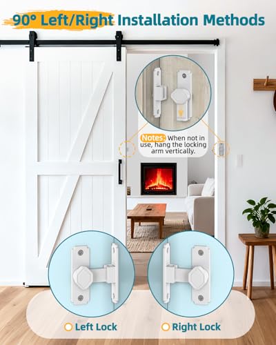 90 Degree Barn Door Lock, Rustproof Sliding Gate Latch, White 2Pcs - color: White-2PCS