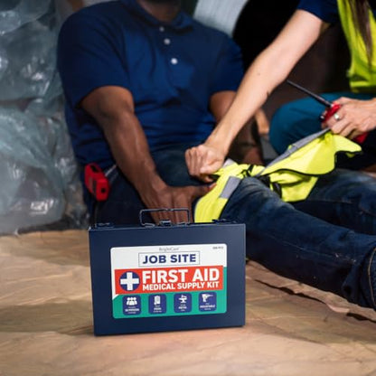 First Aid Kit for Job Site, Contruction & Contractor, Metal Case, 200 Piece | OSHA Compliant, Heavy Duty, Wall Mount & Portable