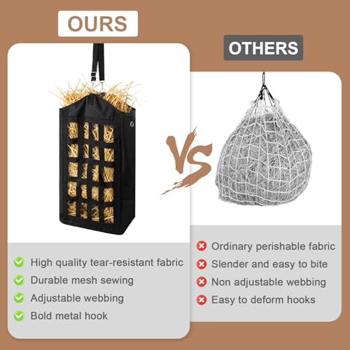 EUBUY 3 Pcs Hay Feeder for Goats and Horses, Slow Feed Design, Hay Nets
