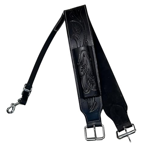 Hulara Western Carved Leather Rear Flank Back Saddle Girth Cinch Belt with Bucking Strap Comfytack |Premium Flank Cinch Belt Leather Horse Girth - color: Black Flower